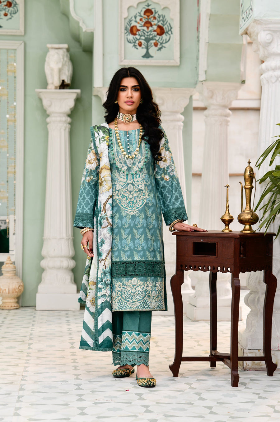 Nuriyaa Mehenaaz Eid Edit Unstitched 3Pc Lawn Suit NM-11 Azaar