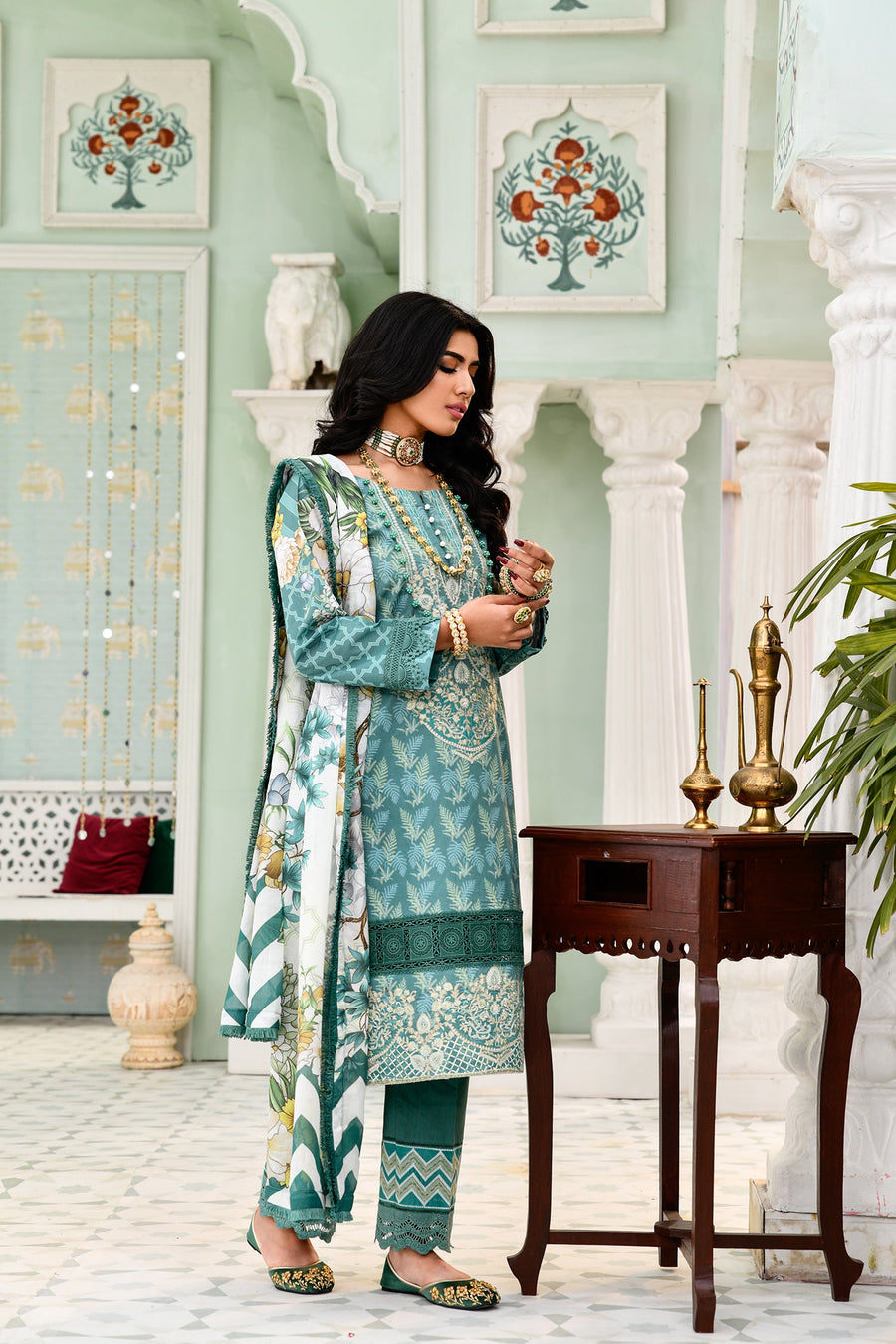 Nuriyaa Mehenaaz Eid Edit Unstitched 3Pc Lawn Suit NM-11 Azaar