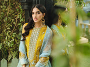 Nuriyaa Gusel Luxury Formal Embroidered Net 4 Piece Suit - Azure