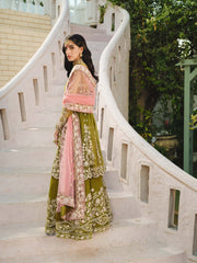 Nuriyaa Gusel Luxury Formal Embroidered Net 4 Piece Suit - Yesil