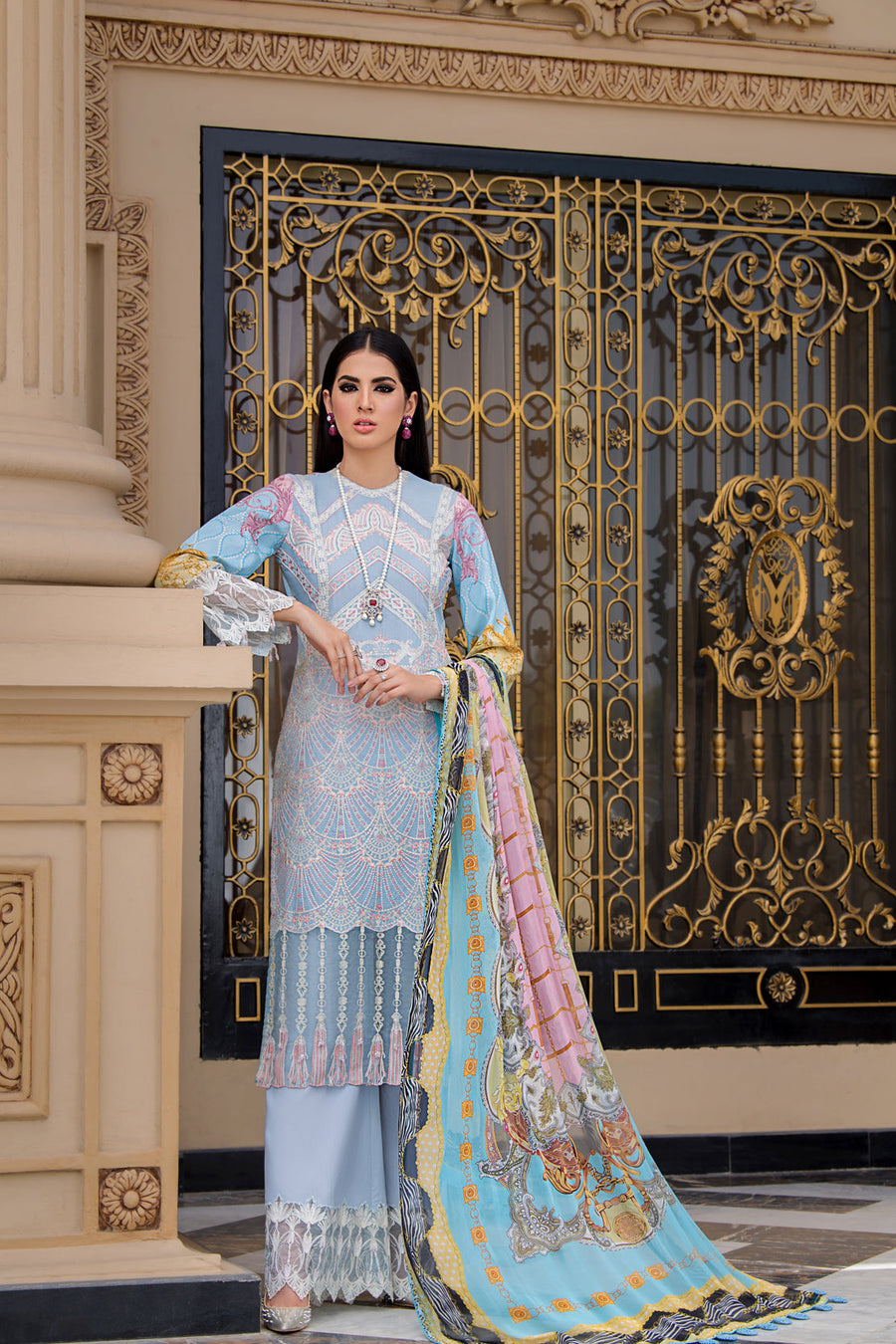 REIGN Embroidered Luxury Lawn Unstitched 3Pc Suit - TALIA