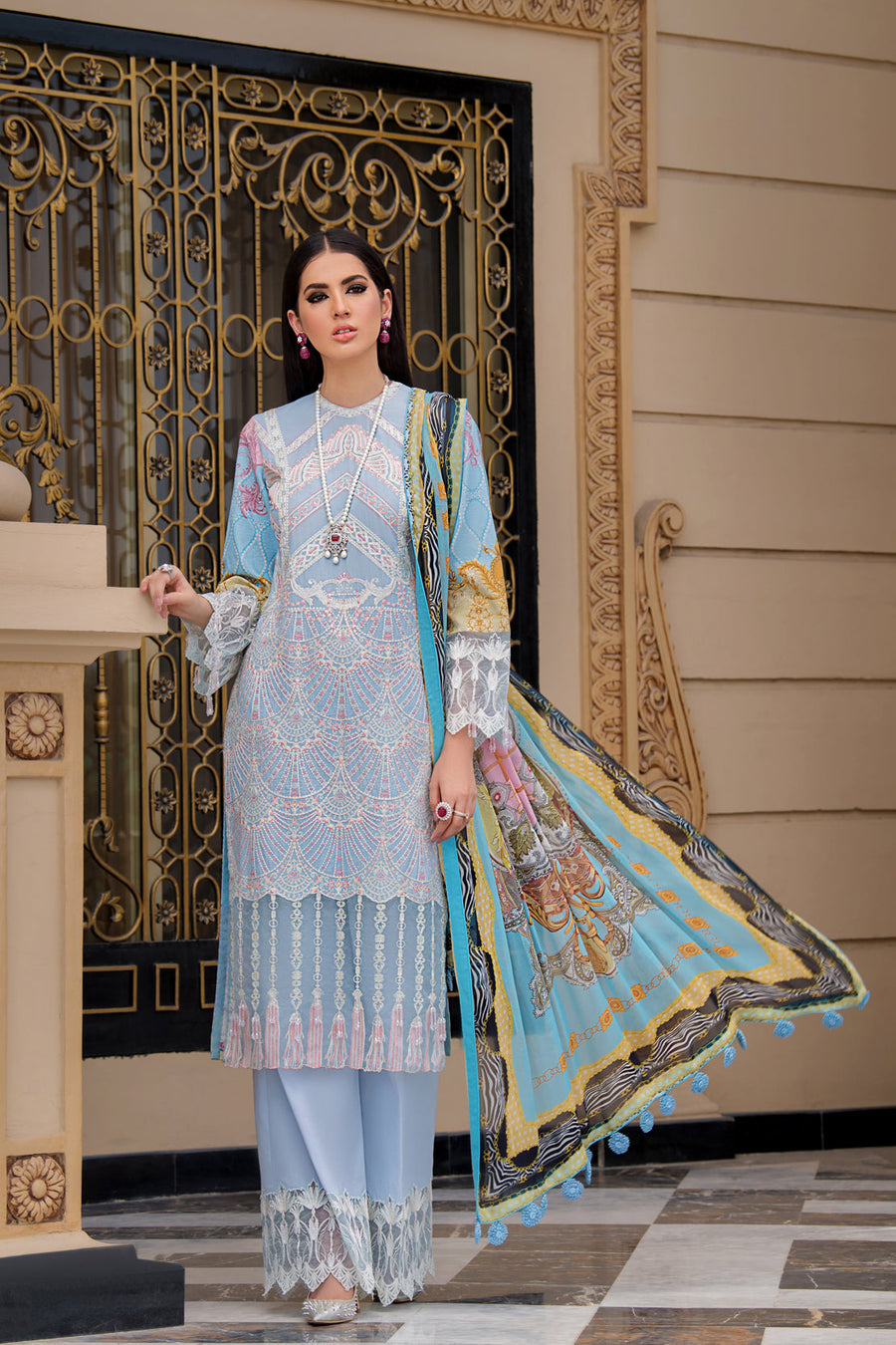 REIGN Embroidered Luxury Lawn Unstitched 3Pc Suit - TALIA