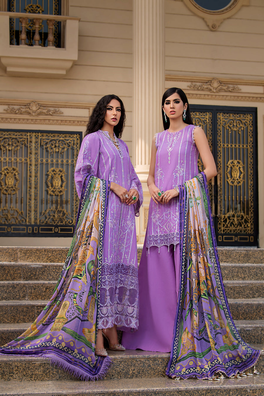 REIGN Embroidered Luxury Lawn Unstitched 3Pc Suit - AGNES
