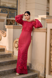 REIGN Embroidered Luxury Lawn Unstitched 3Pc Suit - GARNET