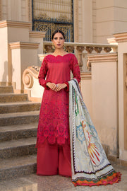 REIGN Embroidered Luxury Lawn Unstitched 3Pc Suit - GARNET