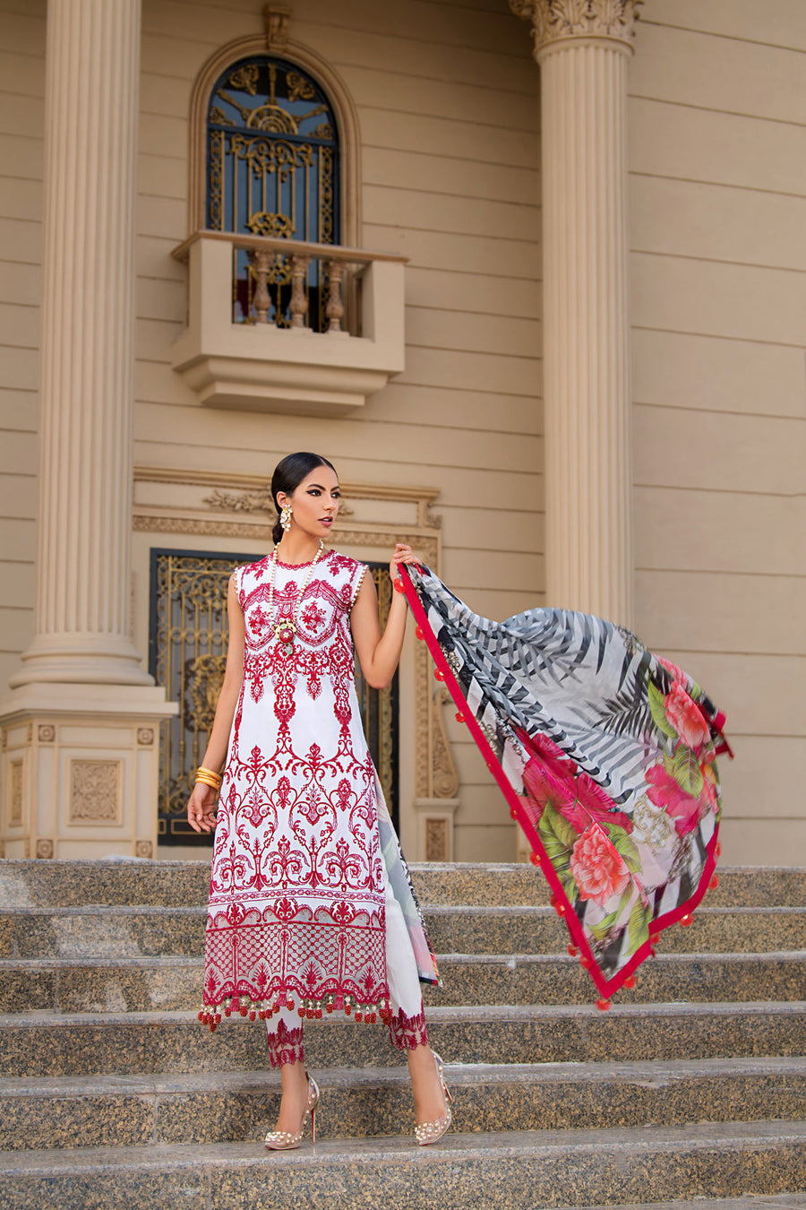 REIGN Embroidered Luxury Lawn Unstitched 3Pc Suit - JUNO