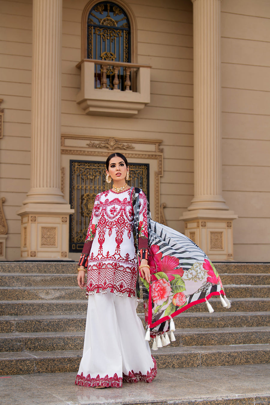 REIGN Embroidered Luxury Lawn Unstitched 3Pc Suit - JUNO