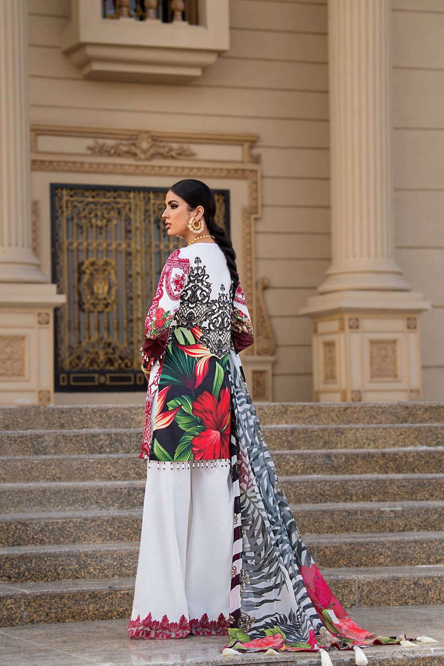 REIGN Embroidered Luxury Lawn Unstitched 3Pc Suit - JUNO