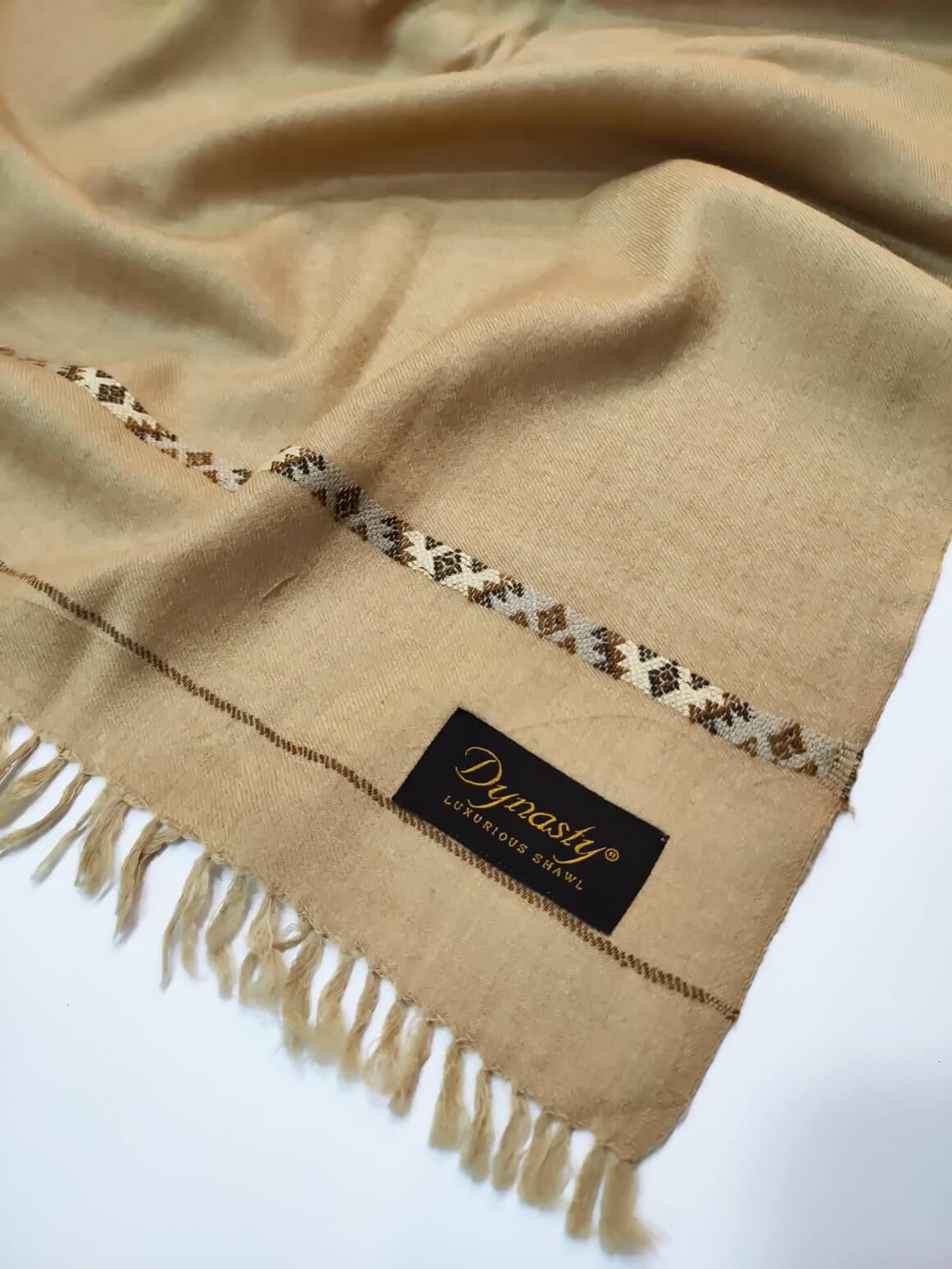 Dynasty Premium Mens Pure Wool Shawl Lux Woolen Camel
