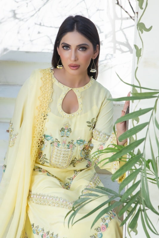 Sumaria’s Couture Baharan Luxury Pret 3Pc Suit - Daffodil