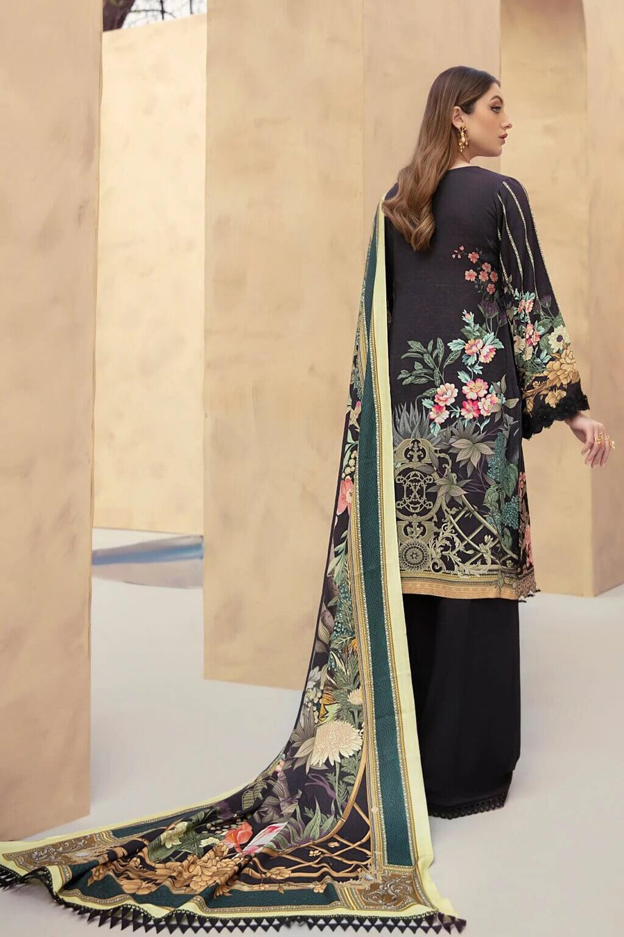 Dastoor by Ramsha Luxury Linen Embroidered Unstitched 3Pc Suit E-104 - FaisalFabrics.pk