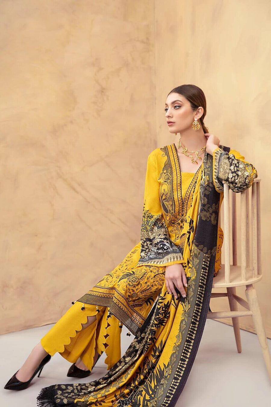 Dastoor by Ramsha Luxury Linen Embroidered Unstitched 3Pc Suit E-107 - FaisalFabrics.pk