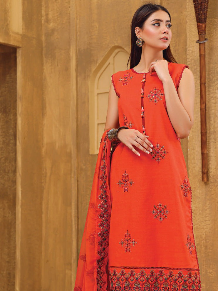 Rung by Sanam Saeed Unstitched Embroidered Lawn 3Pc Suit D-09