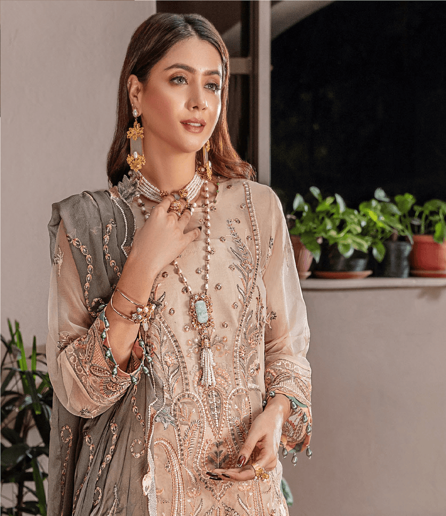 Preesha by Humdum Unstitched Embroidered Formals 3Pc Suit D-07