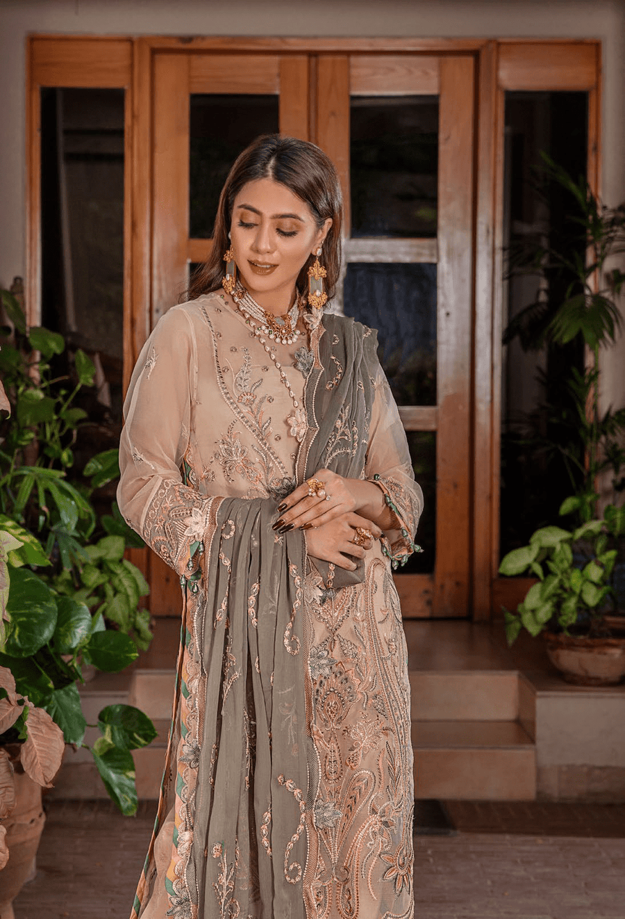 Preesha by Humdum Unstitched Embroidered Formals 3Pc Suit D-07