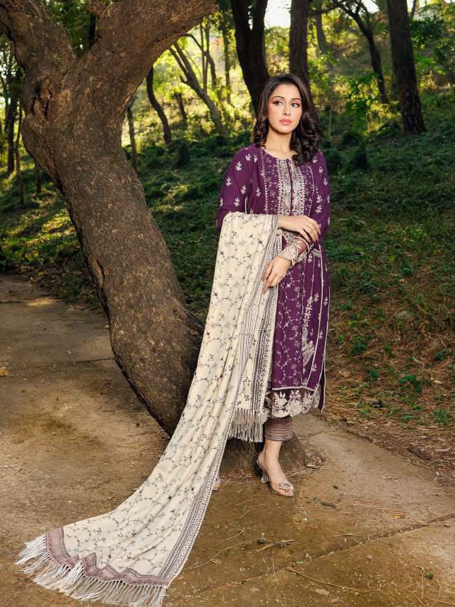 Shawls Collection LYLA Winter Shawl Collection '22 Unstitched Embroidered 3Pc Suit D-01