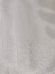 White Chikankari Embroidered Shawl Cotton Lawn Fabric DP-01 - FaisalFabrics.pk