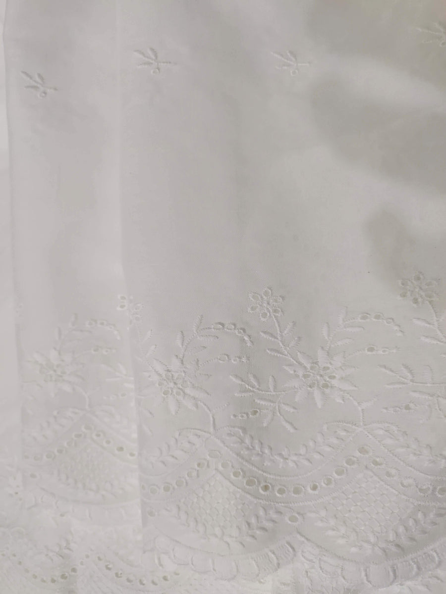 White Chikankari Embroidered Shawl Cotton Lawn Fabric DP-01 - FaisalFabrics.pk