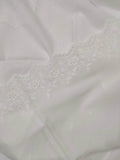 White Chikankari Embroidered Shawl Cotton Lawn Fabric DP-02 - FaisalFabrics.pk
