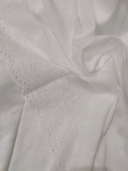 White Chikankari Embroidered Shawl Cotton Lawn Fabric DP-03 - FaisalFabrics.pk