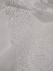 White Chikankari Embroidered Shawl Cotton Lawn Fabric DP-03 - FaisalFabrics.pk
