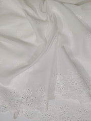 White Chikankari Embroidered Shawl Cotton Lawn Fabric DP-05 - FaisalFabrics.pk