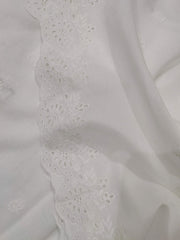 White Chikankari Embroidered Shawl Cotton Lawn Fabric DP-05 - FaisalFabrics.pk