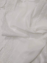 White Chikankari Embroidered Shawl Cotton Lawn Fabric DP-06 - FaisalFabrics.pk