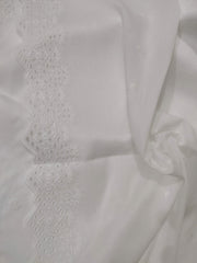 White Chikankari Embroidered Shawl Cotton Lawn Fabric DP-07 - FaisalFabrics.pk