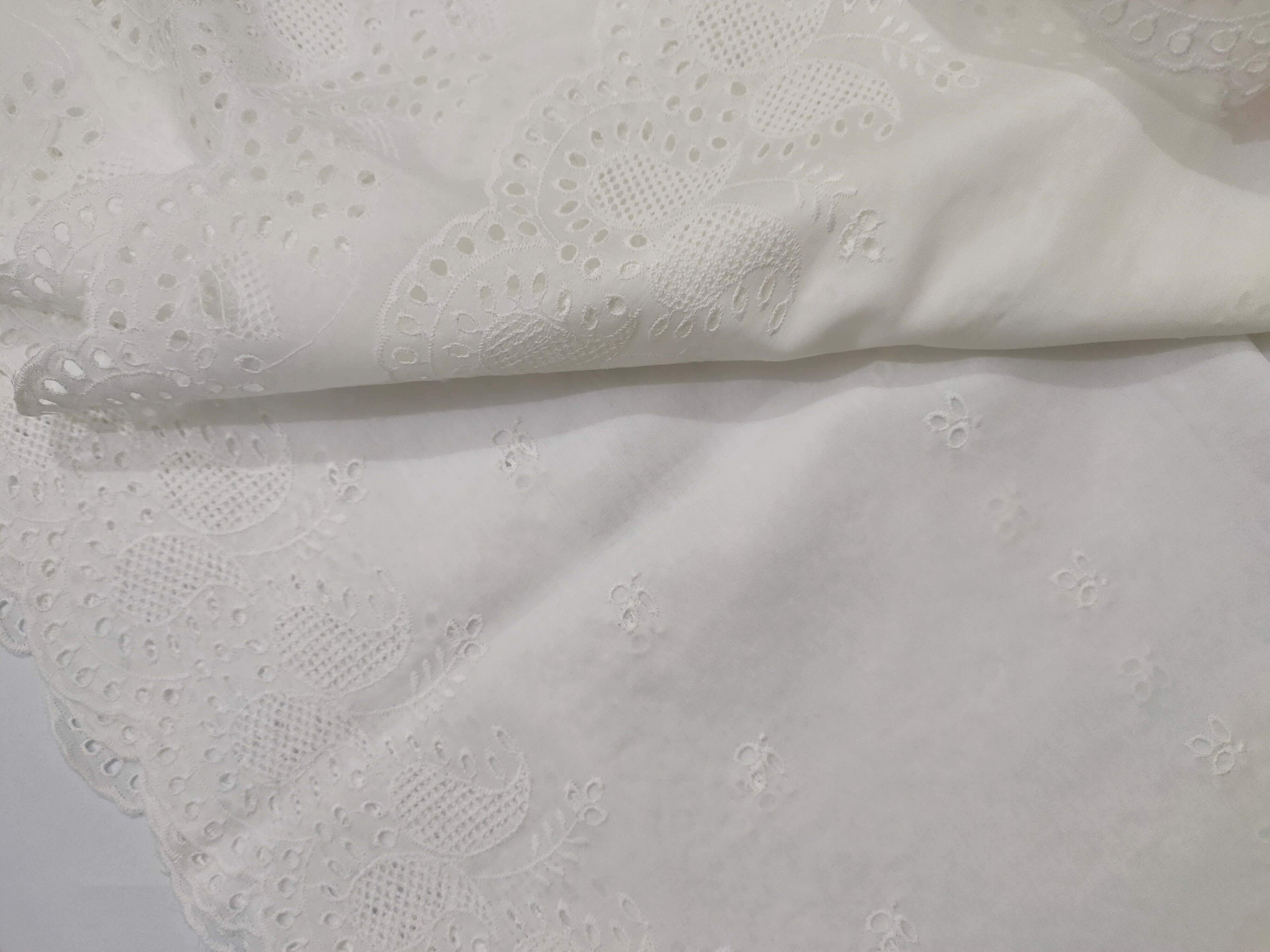 White Chikankari Embroidered Shawl Cotton Lawn Fabric DP-08 - FaisalFabrics.pk
