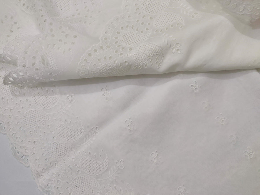 White Chikankari Embroidered Shawl Cotton Lawn Fabric DP-08 - FaisalFabrics.pk