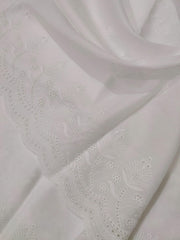 White Chikankari Embroidered Shawl Cotton Lawn Fabric DP-10 - FaisalFabrics.pk
