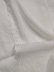 White Chikankari Embroidered Shawl Cotton Lawn Fabric DP-13 - FaisalFabrics.pk