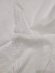 White Chikankari Embroidered Shawl Cotton Lawn Fabric DP-14 - FaisalFabrics.pk