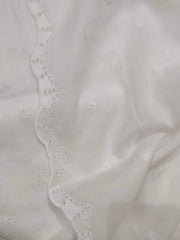 White Chikankari Embroidered Shawl Cotton Lawn Fabric DP-16 - FaisalFabrics.pk