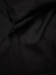 Jet Black Chikankari Embroidered Border Shawl Cotton Lawn Fabric DP-18 - FaisalFabrics.pk