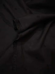 Jet Black Chikankari Embroidered Border Shawl Cotton Lawn Fabric DP-18 - FaisalFabrics.pk