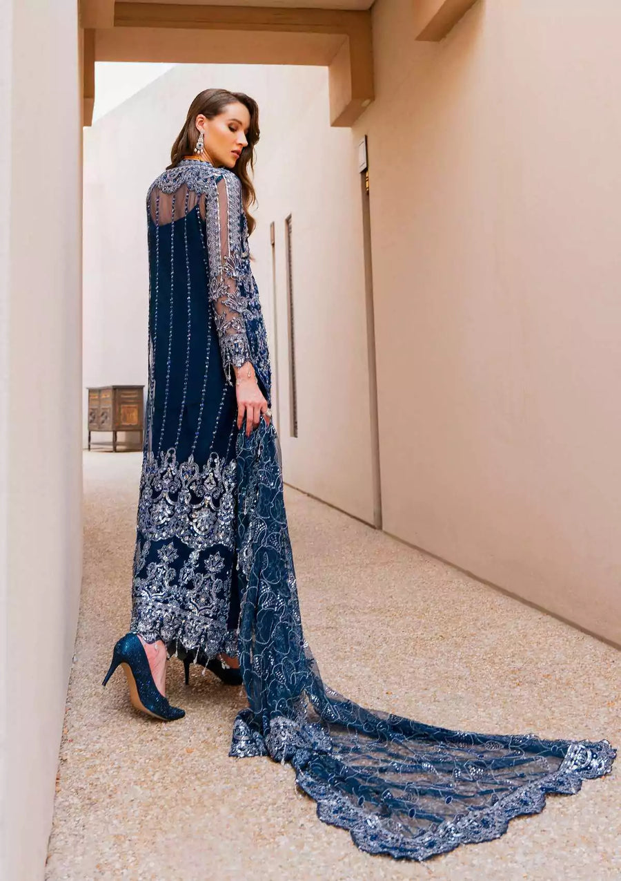 Evara by Elaf Premium Embroidered Net Unstitched 3Pc Suit EEW-06 AZALEA