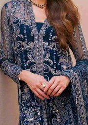 Evara by Elaf Premium Embroidered Net Unstitched 3Pc Suit EEW-06 AZALEA