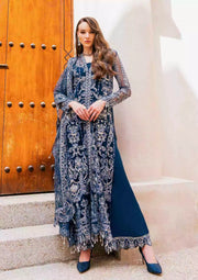 Evara by Elaf Premium Embroidered Net Unstitched 3Pc Suit EEW-06 AZALEA