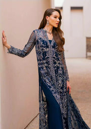 Evara by Elaf Premium Embroidered Net Unstitched 3Pc Suit EEW-06 AZALEA