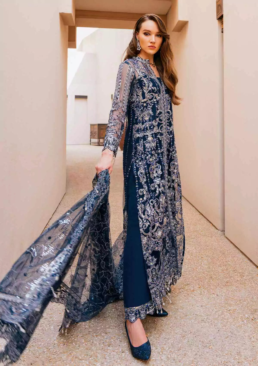 Evara by Elaf Premium Embroidered Net Unstitched 3Pc Suit EEW-06 AZALEA