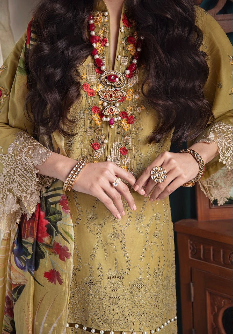 ELAF Premium Festive Chikankari Lawn 3Pc Suit EFC 7- Opulencia