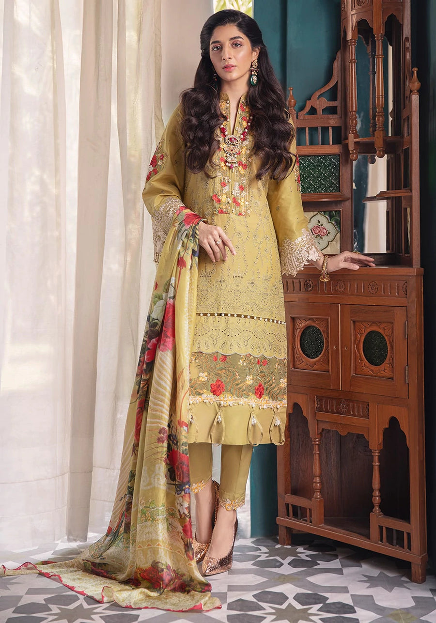 ELAF Premium Festive Chikankari Lawn 3Pc Suit EFC 7- Opulencia