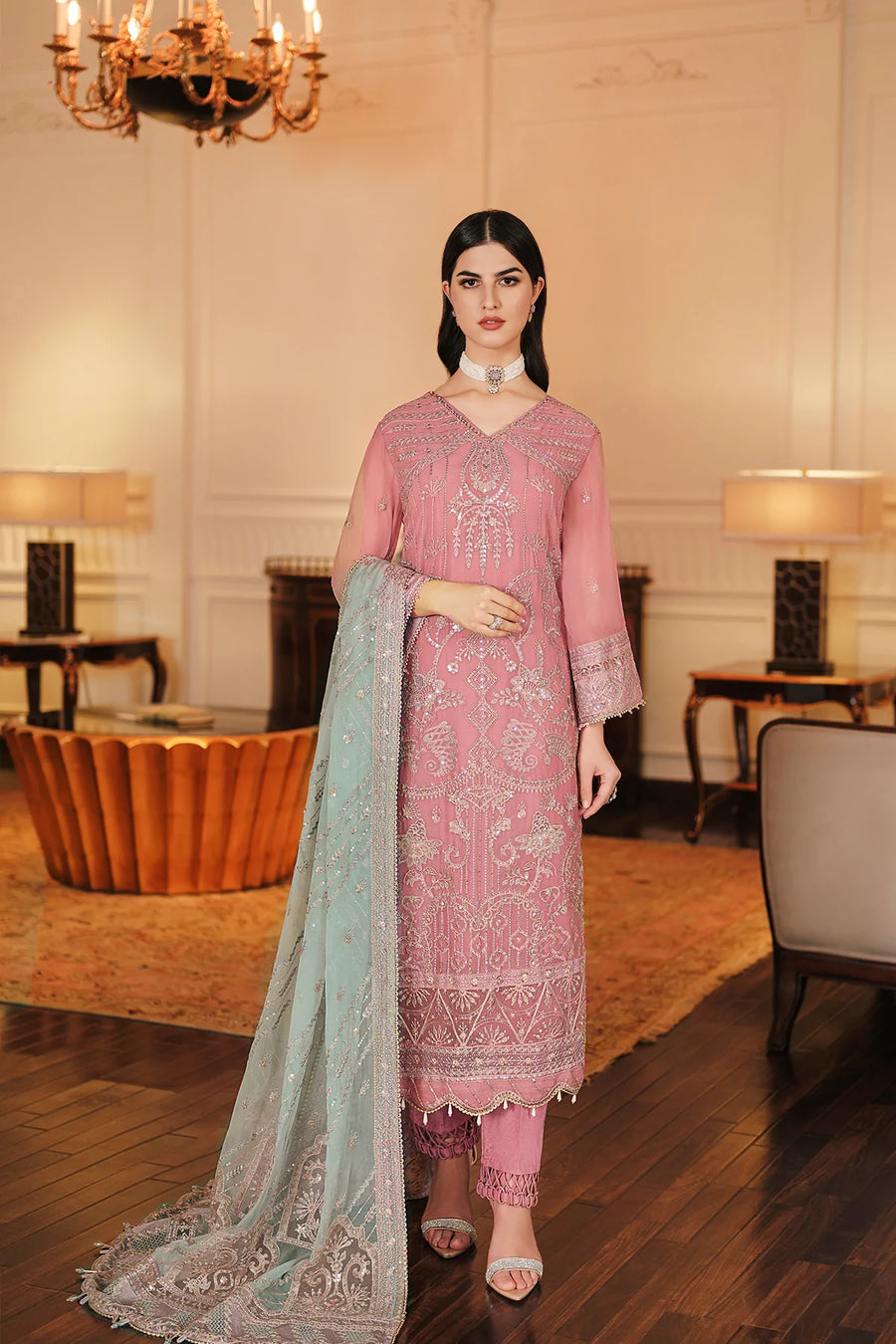 FARASHA Lueur Unstitched Embroidered Luxury Chiffon Suit 03-ELANIA