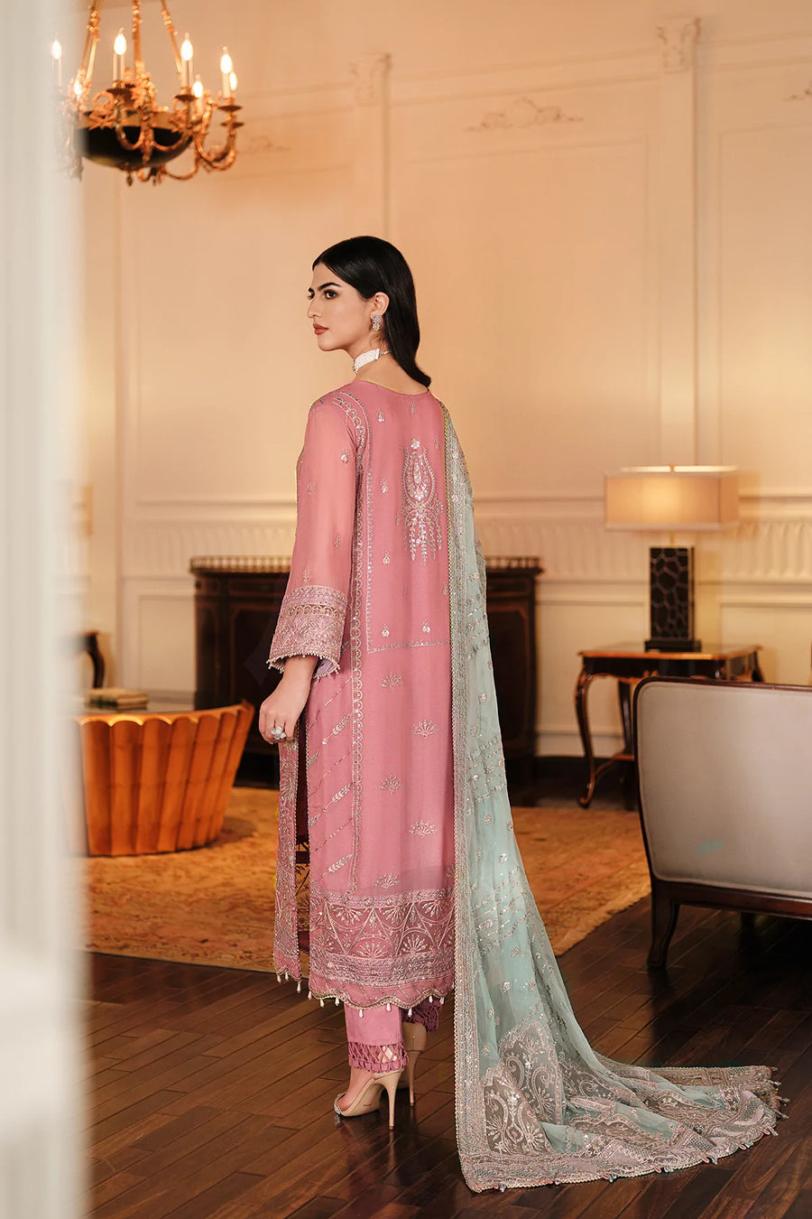 FARASHA Lueur Unstitched Embroidered Luxury Chiffon Suit 03-ELANIA