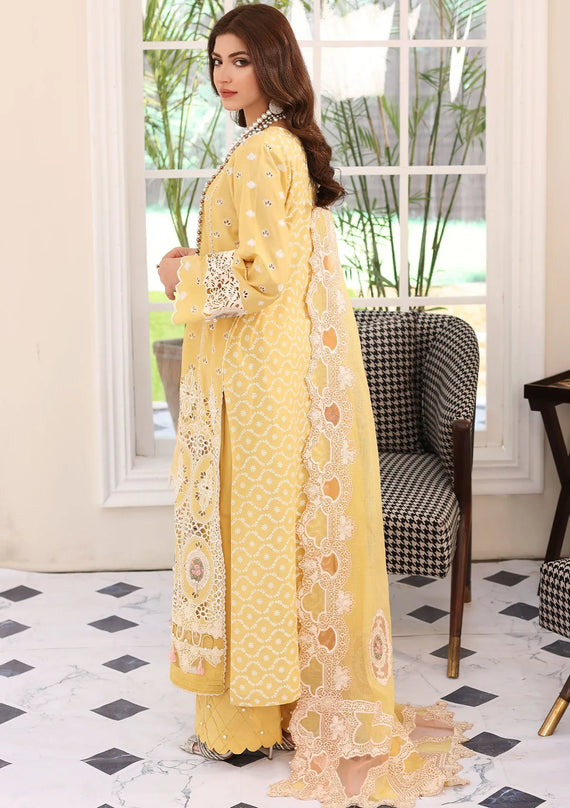 Elaf Premium Festive Chikankari Lawn Unstitched 3Pc Suit ELC-03A DAFFODIL