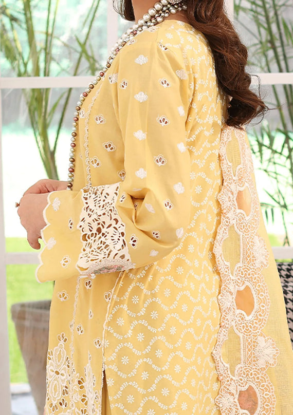 Elaf Premium Festive Chikankari Lawn Unstitched 3Pc Suit ELC-03A DAFFODIL