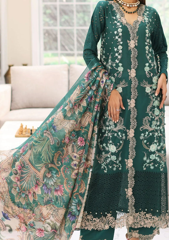 Elaf Premium Festive Chikankari Lawn Unstitched 3Pc Suit ELC-10 JADE