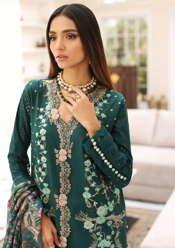 Elaf Premium Festive Chikankari Lawn Unstitched 3Pc Suit ELC-10 JADE
